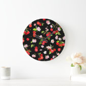 Cherry Muster 2 Große Wanduhr (Zuhause)