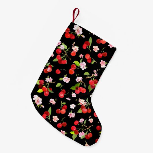 Cherry Muster 2 Kleiner Weihnachtsstrumpf (Vorderansicht (hängend))