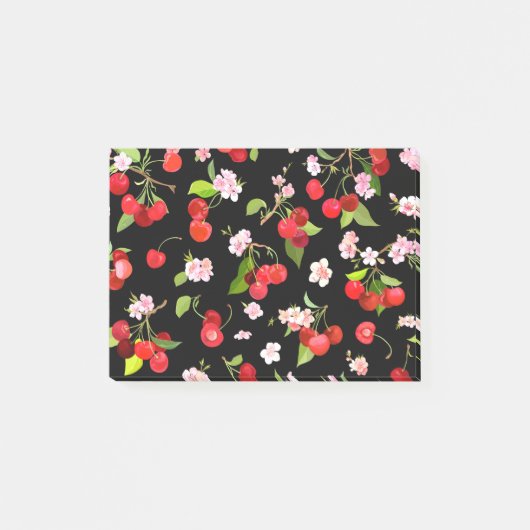 Cherry Muster 2 Post-it Klebezettel (Vorderseite)