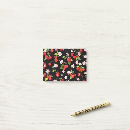 Cherry Muster 2 Post-it Klebezettel (Auf Schreibtisch)