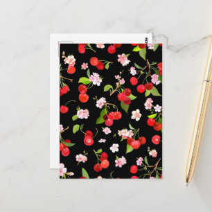 Cherry Muster 2 Postkarte