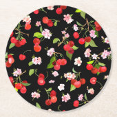 Cherry Muster 2 Runder Pappuntersetzer (Vorderseite)