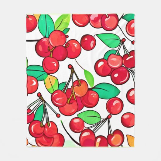 Cherry Muster Design Fleecedecke (Vorderseite)