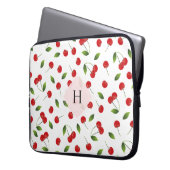 Cherry-Muster-Monogramm-Laptop-Sieb Laptopschutzhülle (Vorderseite Links)