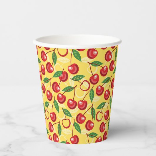 Cherry-Muster Pappbecher (Vorderseite)
