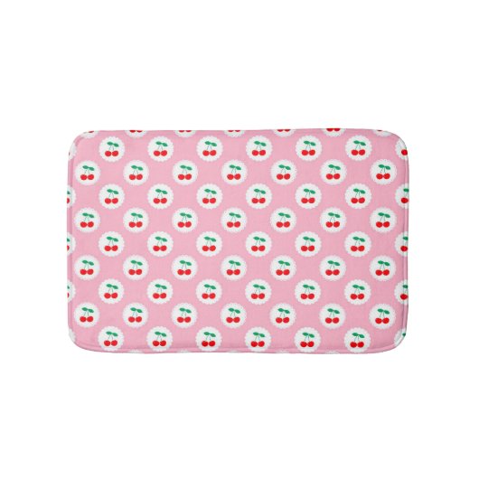 Cherry Muster - Retro Fruit Gift & Decke Badematte (Vorderseite)