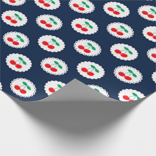 Cherry Muster - Retro Fruit Gift & Decke Geschenkpapier (Ecke)