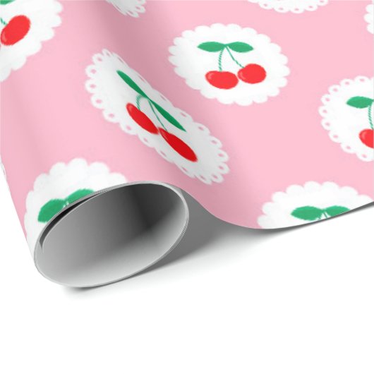 Cherry Muster - Retro Fruit Gift & Decke Geschenkpapier (Rolleneckpunkt)