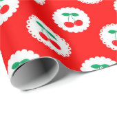 Cherry Muster - Retro Fruit Gift & Decke Geschenkpapier (Rolleneckpunkt)