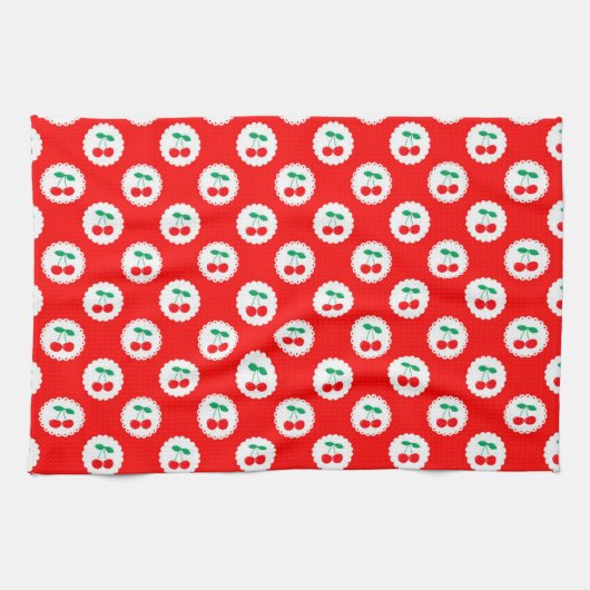 Cherry Muster - Retro Fruit Gift & Decke Geschirrtuch (Horizontal)
