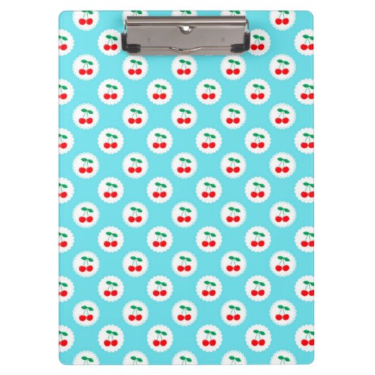 Cherry Muster - Retro Fruit Gift & Decke Klemmbrett (Vorderseite)