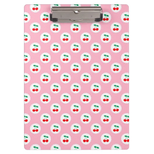 Cherry Muster - Retro Fruit Gift & Decke Klemmbrett (Vorderseite)