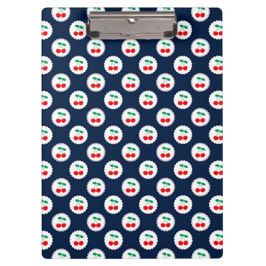 Cherry Muster - Retro Fruit Gift & Decke Klemmbrett (Vorderseite)
