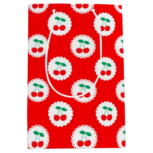 Cherry Muster - Retro Fruit Gift & Decke Mittlere Geschenktüte (Vorderseite)