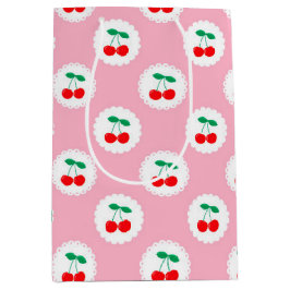 Cherry Muster - Retro Fruit Gift & Decke Mittlere Geschenktüte