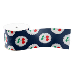 Cherry Muster - Retro Fruit Gift & Decke Ripsband
