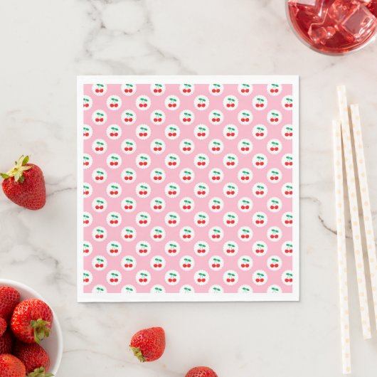 Cherry Muster - Retro Fruit Gift & Decke Serviette (Beispiel)