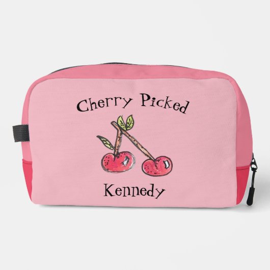 Cherry Name Niedlich Moderne Sommerrosa Wasserfarb Waschbeutel (Vorderseite)