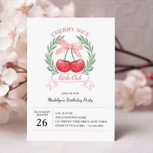 Cherry Nice Girls Club Rosa Schleife Geburtstag Einladung