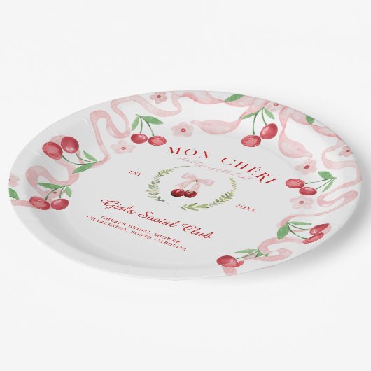 Cherry oben | BRAUTPARTY Pappteller (Schrägansicht)