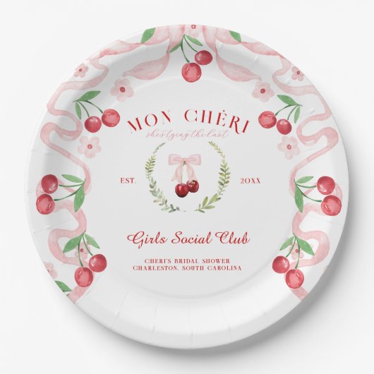 Cherry oben | BRAUTPARTY Pappteller (Vorderseite)