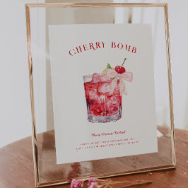 Cherry oben | Brautparty Unterschrift Drink Poster
