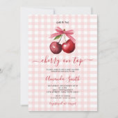 Cherry Oben mit Bow Baby Dusche Einladung (Vorderseite)