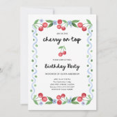 Cherry oben | Whimsisches Vintages Geburtstagspart Einladung (Vorderseite)