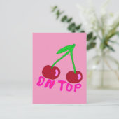 Cherry on Oben, lebendiges, farbenfrohes Design Postkarte (Stehend Vorderseite)