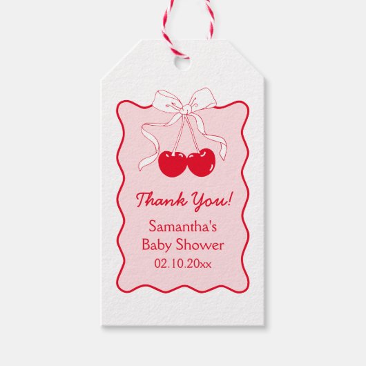 Cherry On Top Baby Dusche Gefallen Geschenkanhänger (Vorderseite)