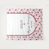 Cherry On Top Baby Shower Coquette Bow Backdrop Wandteppich (Vorderseite (Horizontal))