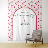 Cherry On Top Baby Shower Coquette Bow Backdrop Wandteppich (Beispiel)