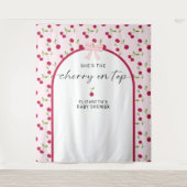 Cherry On Top Baby Shower Coquette Bow Backdrop Wandteppich (Vorderseite)