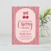 Cherry on Top Baby Shower Einladung (Stehend Vorderseite)