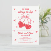 Cherry on top Baby Shower Einladung (Stehend Vorderseite)