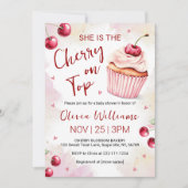 Cherry on Top Baby Shower Einladung (Vorderseite)