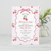 Cherry on top Baby Shower Einladung (Stehend Vorderseite)