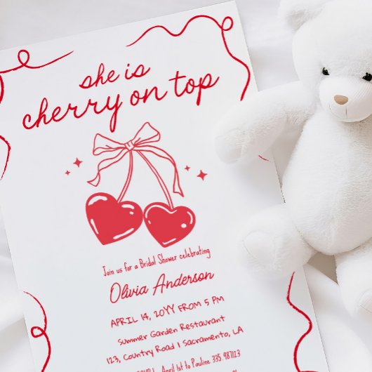 Cherry on top Baby Shower Einladung