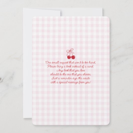 Cherry on Top Baby Shower Girl Invitation Einladung (Rückseite)