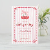 Cherry on top baby shower Invitation Einladung (Stehend Vorderseite)