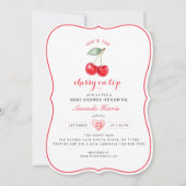 Cherry on Top Baby Shower Invitation Girl Einladung (Vorderseite)