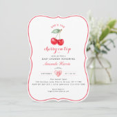 Cherry on Top Baby Shower Invitation Girl Einladung (Stehend Vorderseite)
