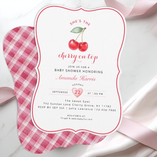 Cherry on Top Baby Shower Invitation Girl Einladung