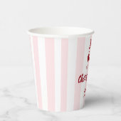Cherry on Top Baby Shower Pink Stripes Coquette Pappbecher (Rechts)