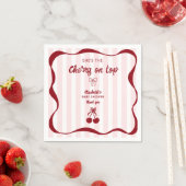 Cherry on Top Baby Shower Pink Stripes Coquette Serviette (Beispiel)
