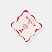 Cherry on Top Baby Shower Pink Stripes Coquette Serviette (Ecke)