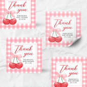 Cherry on Top Baby Shower Quadratischer Aufkleber