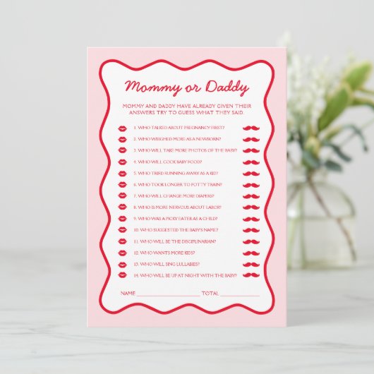Cherry on Top Baby Shower raten wer Game Card Einladung (Stehend Vorderseite)