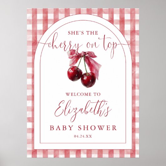 Cherry On Top Baby Shower Welcome Sign Poster (Vorne)
