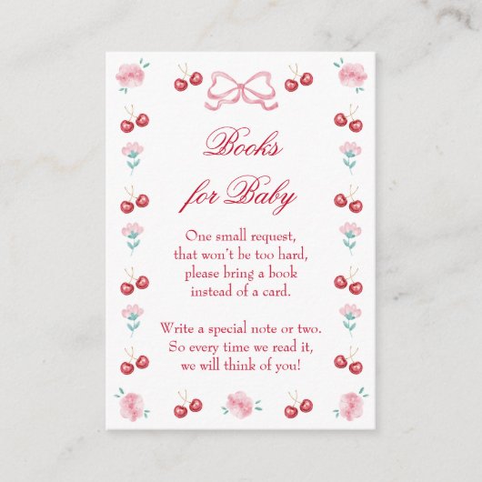 Cherry On Top Blossom Pink Bow Books for Baby Begleitkarte (Vorderseite)